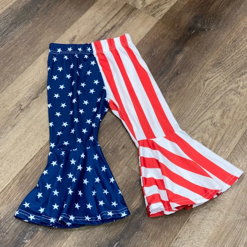 Patriotic Bell Bottoms American Flag July 4th Outfit Pants Flare 3T